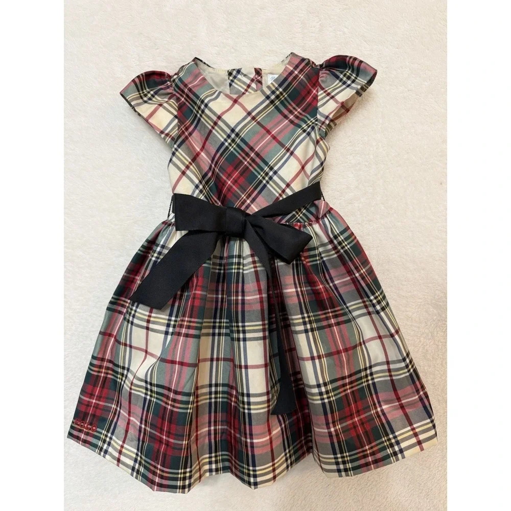 Ralph Lauren Dress Plaid Multicolor Tartan Plaid Baby 12 Mos EUC